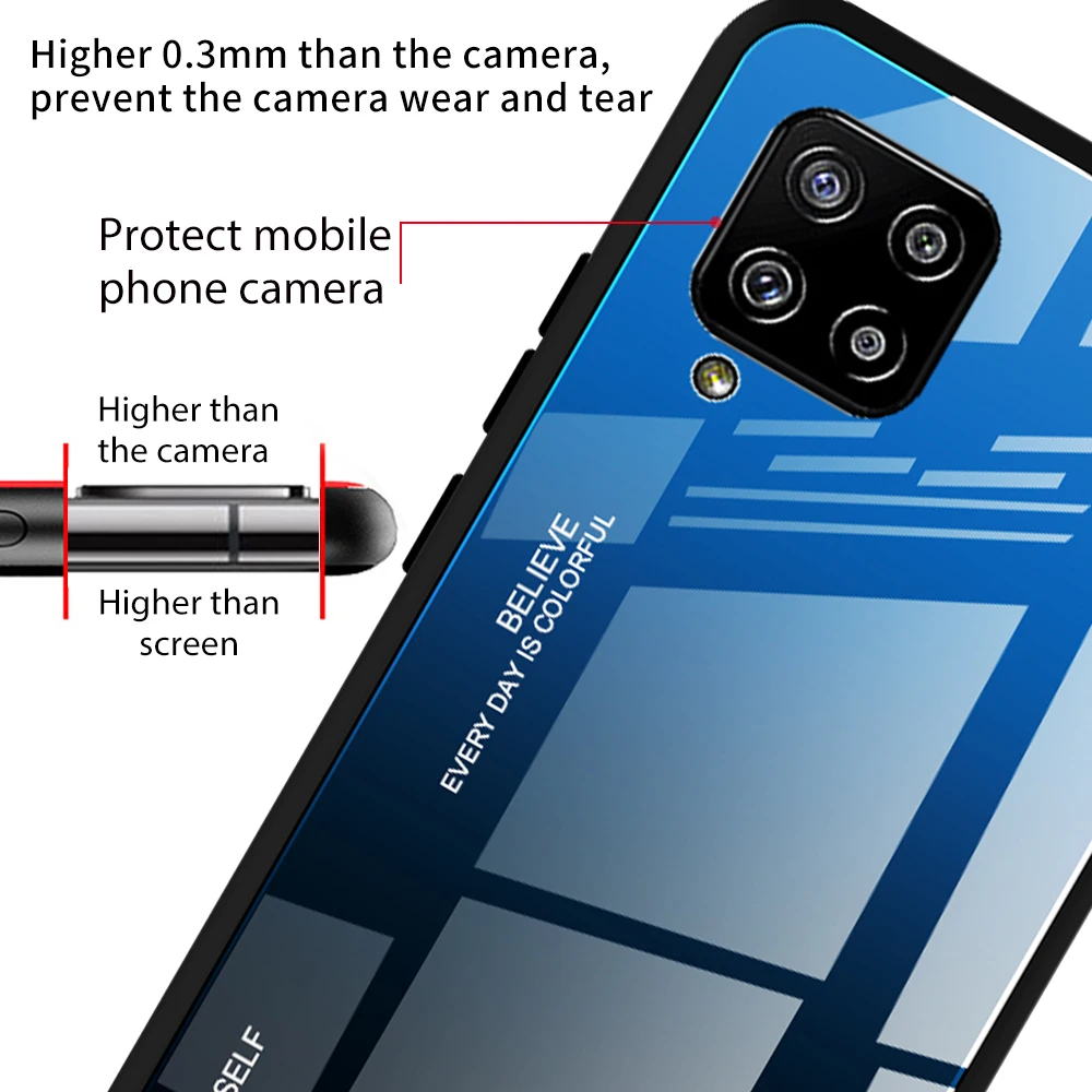 Gradient Tempered Glass Case For Samsung Galaxy A42 A21 A21S A51 A52 A52S A53 A73 A13 A 71 72 32 5G Luxury Case Back Cover