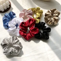 korean girl mercerized satin retro solid color hair band with ponytail hair rope ins hair band bm wind hair accessories