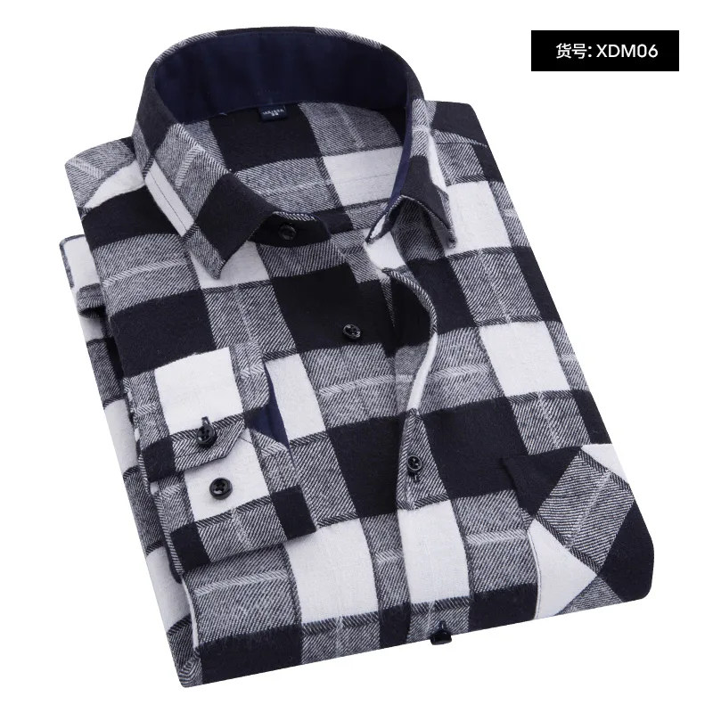 Aoliwen casual men palid shirt flannel cotton autumn spring long sleeve Male social fashion shirts slim fit pleasant material