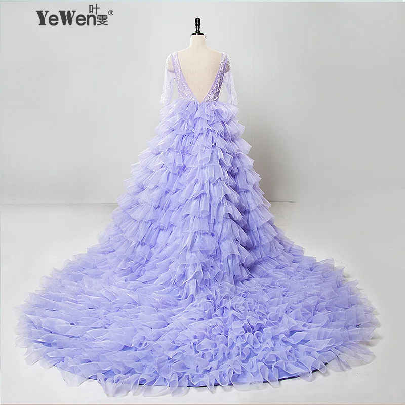 YEWEN дизайн 2020 длинное свадебное платье с открытой спиной и длинными рукавами