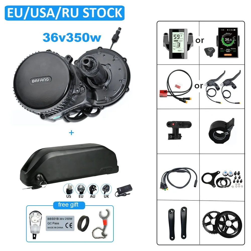 Bafang bbs01b 36v 350w комплект электродвигателя с серединным приводом 10ah 13ah 15ah 18ah 20ah 24ah