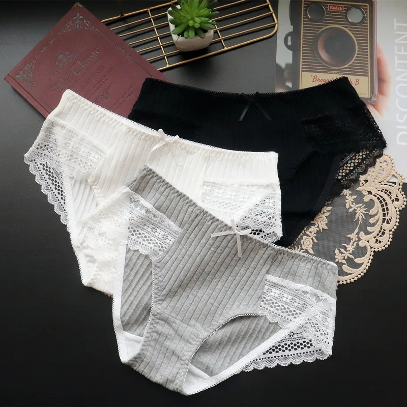

Трусы женские кружевные хлопковые, эластичные, со средней талией, бесшовные, дышащие