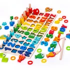 Деревянные игрушки Монтессори 5 в 1, магнитная рыболовная доска, Обучающие игрушки, детские буквы, номера, подходящие для раннего начала обучения