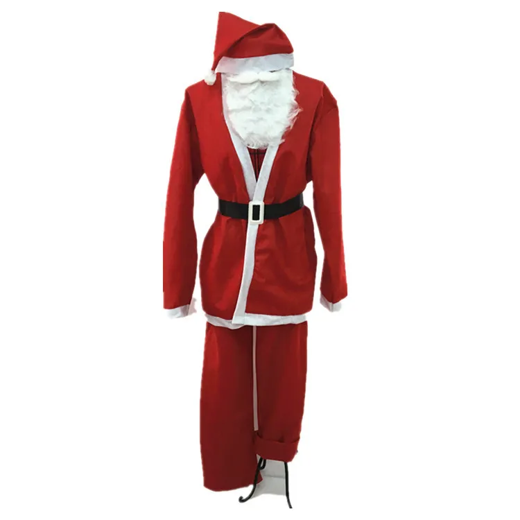 

Christmas Santa Claus Costume Adult Male Set With Belt Beard Hat Pants Novelty Costume Clothes Suit Cosplay Xmas Sets