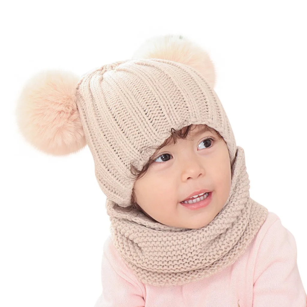 Детская шапка однотонный зимний теплый Плетеный шарф с двойной головкой для