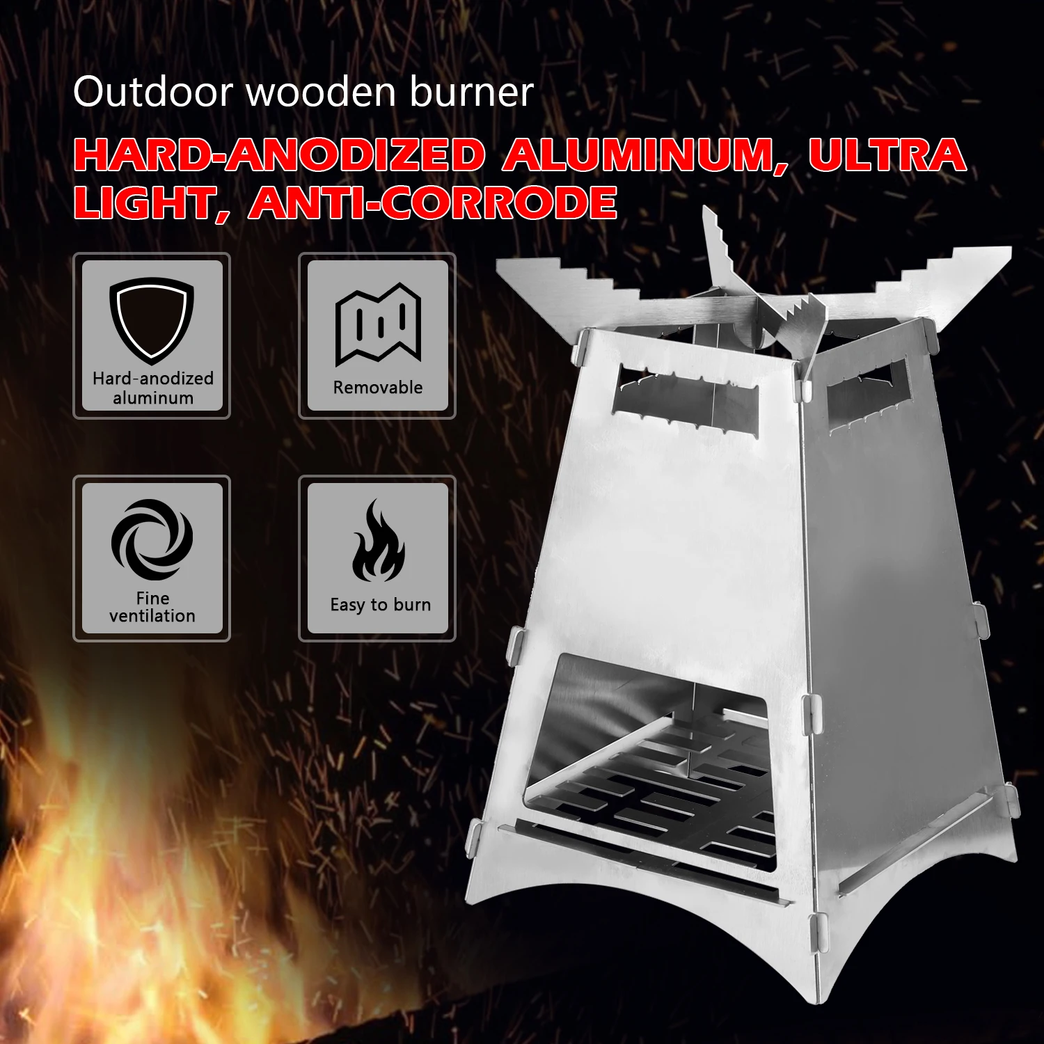

Camping Wood Stove Burning Burner Compact Folding Wood Burner Outdoor Camping Cooking Picnic Firewood Burning Camping Equipment