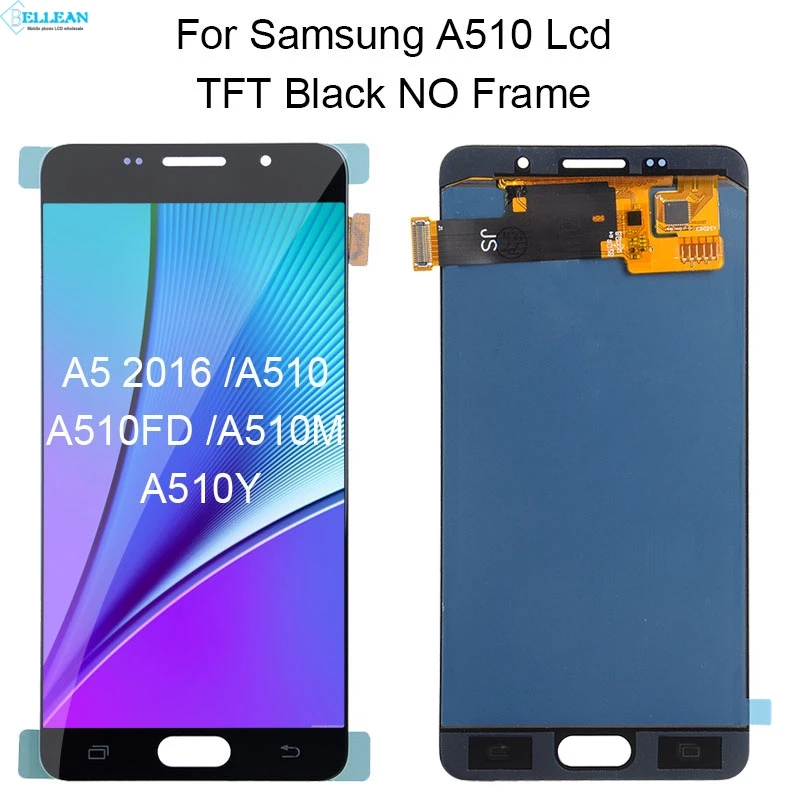 Catteny A510 Дисплей с рамкой для samsung Galaxy A5 ЖК Экран A510F A510M A510Y A5100 Дисплей дигитайзер в сборе - Цвет: TFT Adjustable Black