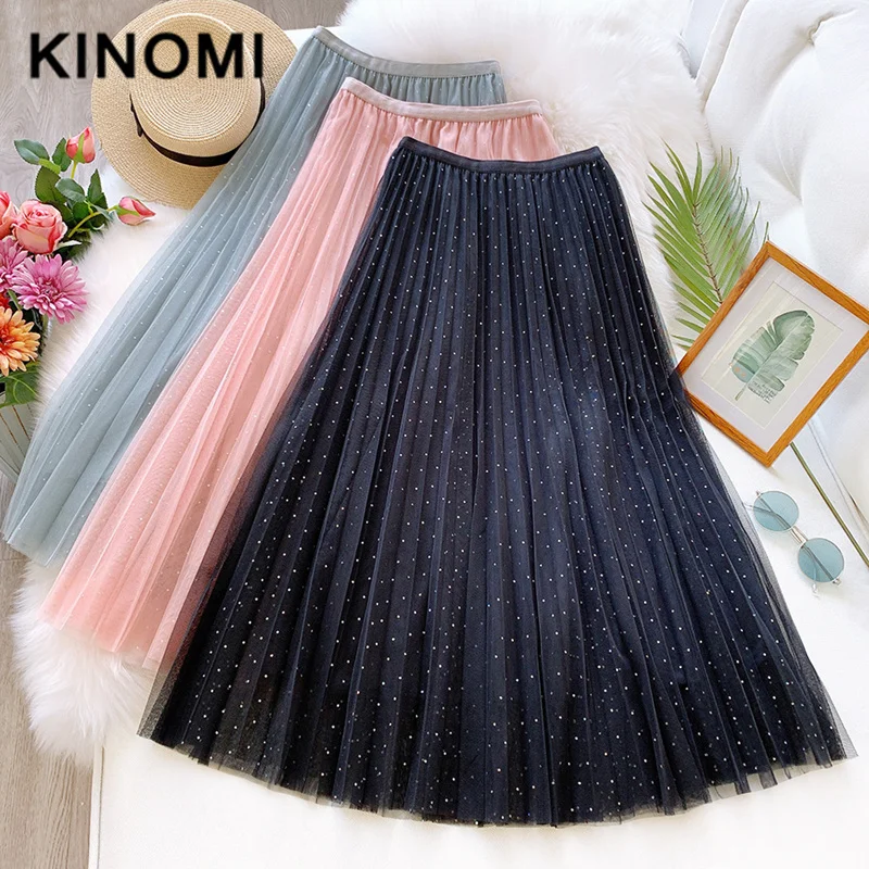 2020 новая весенне-летняя элегантная фатиновая плиссированная юбка в горошек