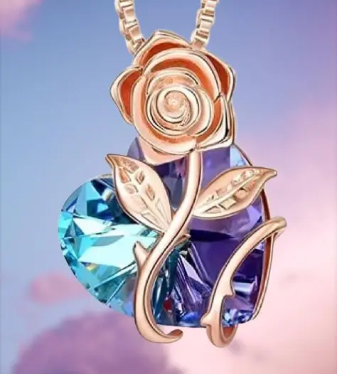 Изысканные модные ювелирные изделия в форме сердца с розой ожерелье для женщин