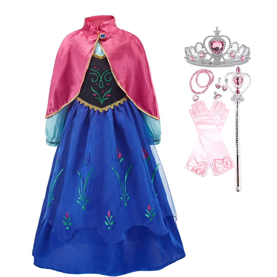

3-10 Years Girl Anna Dress Anna Snow Queen Princess Cosplay Costume Fancy Kids Dress Up Children Carnival Halloween Costume