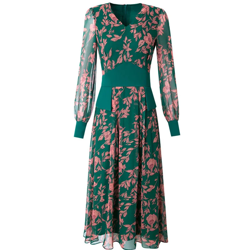 

New Summer Womanliness 2021 Print Club Long Dress Plus Code Women Casual Chiffon Dress 3xl Retro Slim Sexy Holiday Party Dresses