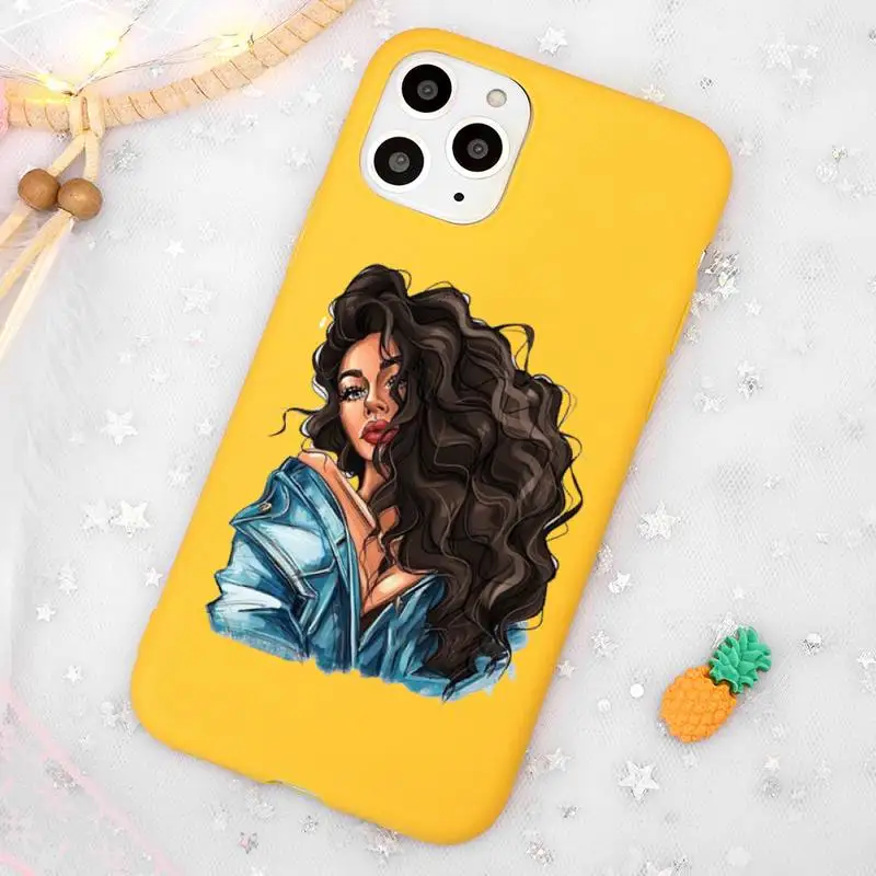 

fashion Princess Girl Female love Phone Case Candy Color Yellow for iPhone 11 12 pro XS MAX 8 7 6 6S Plus X 5S SE 2020 XR