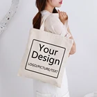 Сумка-шоппер в стиле Харадзюку, Женская тканевая сумка-шоппер с логотипом на заказ, Наплечная Сумка большого объема