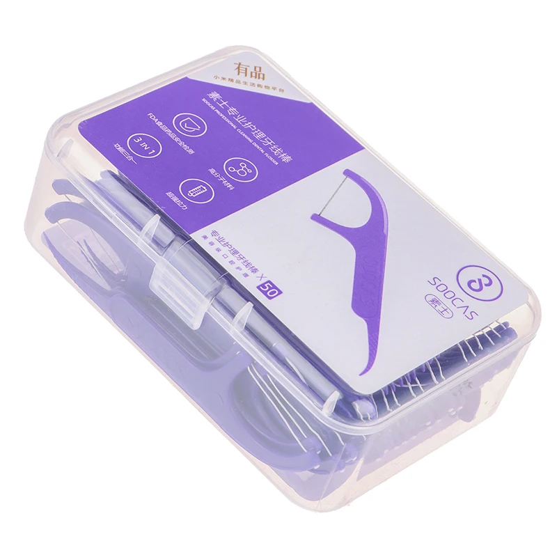 

50pcs/Box Tooth Clean Plastic Dental Floss Flosser Picks Teeth Toothpicks Stick Oral Care Wholesale