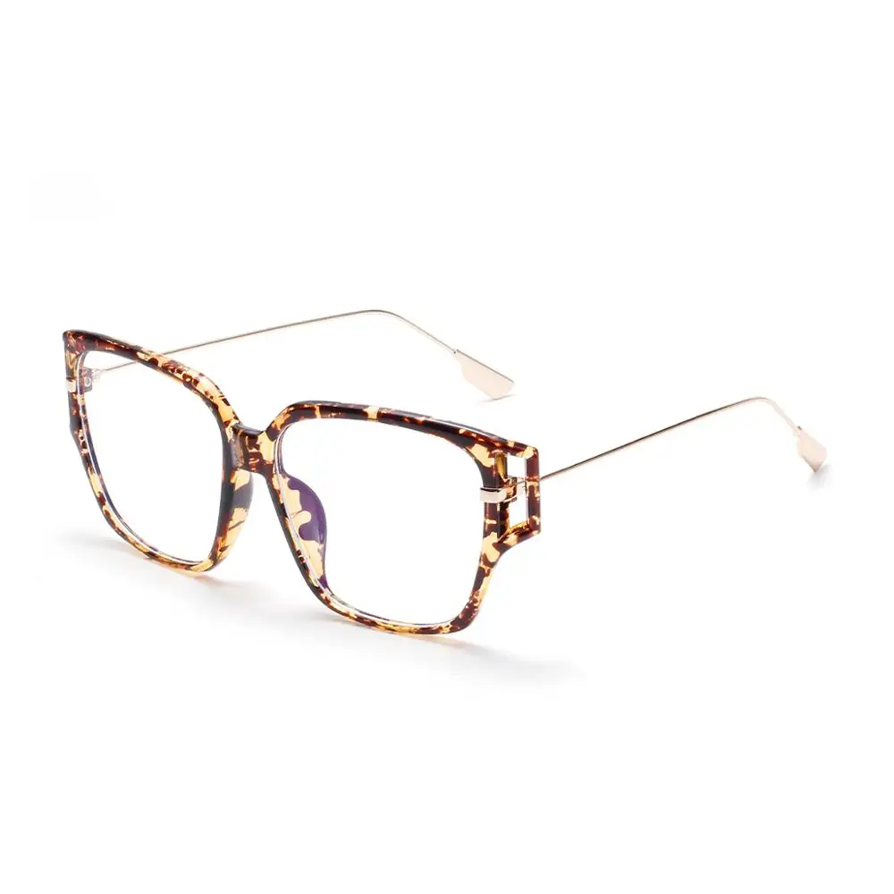 

trendy fashion large frame square glasses women 2020 luxury brand semi-metal plain mirror ladies retro eyewear frame men