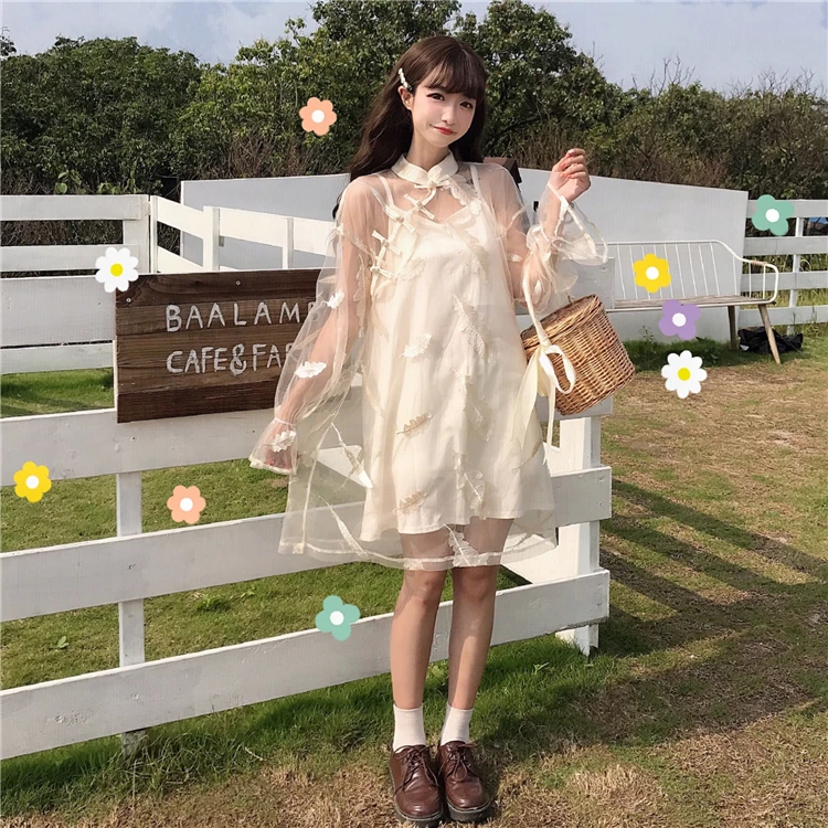 Комплект сладкой Лолиты в китайском стиле комбинированное платье +