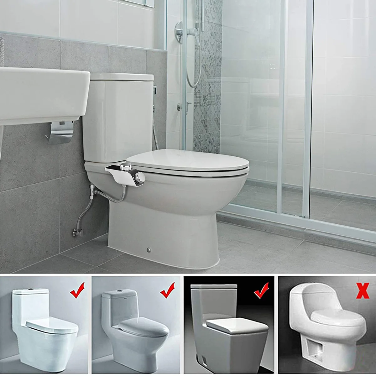 

Non Electric Thin Toilet SeatBidet Attachment Bidet Sprayer Bottom Clean Sprinkler Nozzle Hot Cold Water Self Cleaning Nozzle
