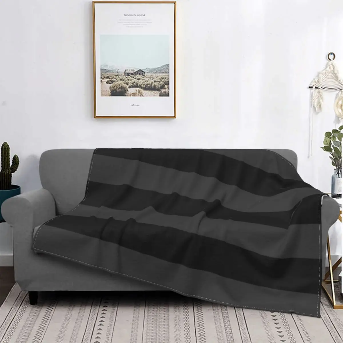 

Big Stripes Black Dark Gray Blanket Bedspread Bed Plaid Cover Bedspread 90 Summer Blanket Summer Bedspreads