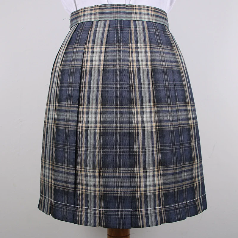 

A-line 2021 Uniform Jk Skirts School Girl Short Skirt High Waist Plaid Skirt Sky Blue Black Harajuku Sweetladies Dress Cloths
