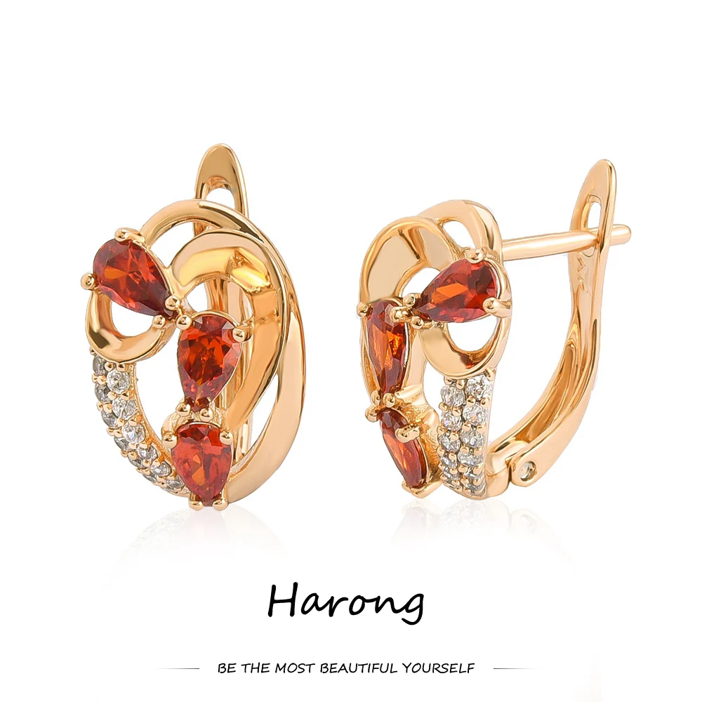 

Harong Classic Round Natural Cubic Zirconia Stud Earrings Inlaid Crystal Exquisite Jewelry Accessories Ear Clips for Girl Women