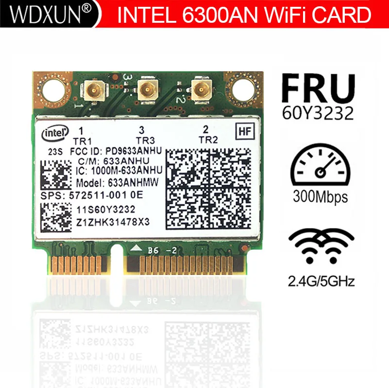 Беспроводной Wi-Fi для ноутбука карта доступа к модему Intel 60y3233 6300agn Mini Pci-e Pcie Ultimate-n