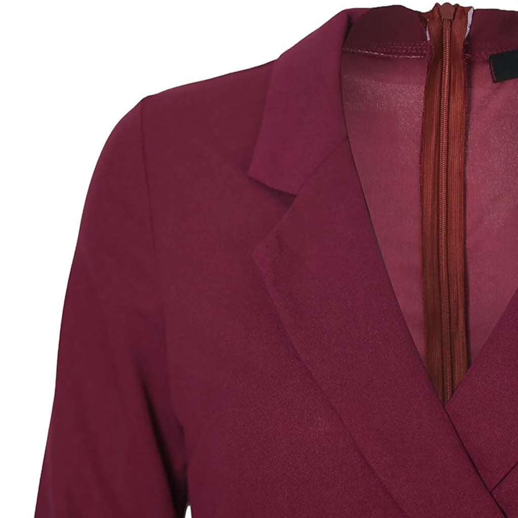 Элегантная одежда для работы женское однотонное платье с отложным воротником и