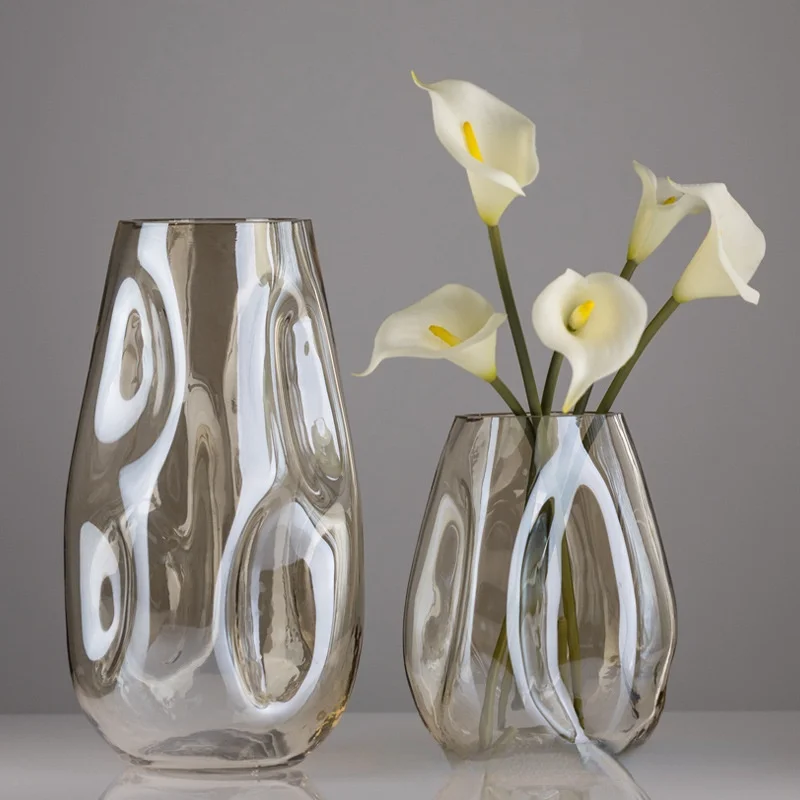 Irregular Glaze Glass Vase Living Room Creative Geometric Floral Decorations | Дом и сад