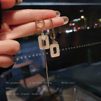 925 silver needle korean asymmetric square tassel earrings simple fashion acrylic personalized