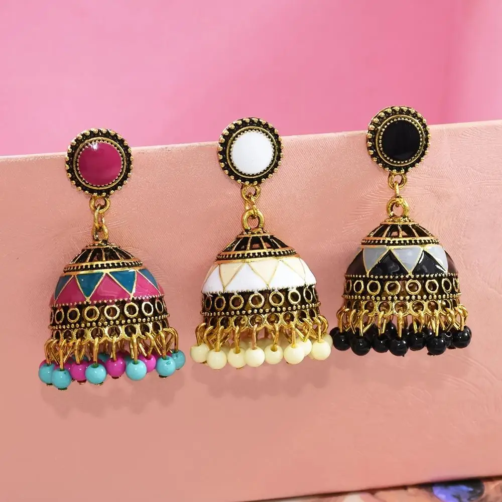 Модные Винтажные этнические серьги с кисточками индийские Jhumka для женщин