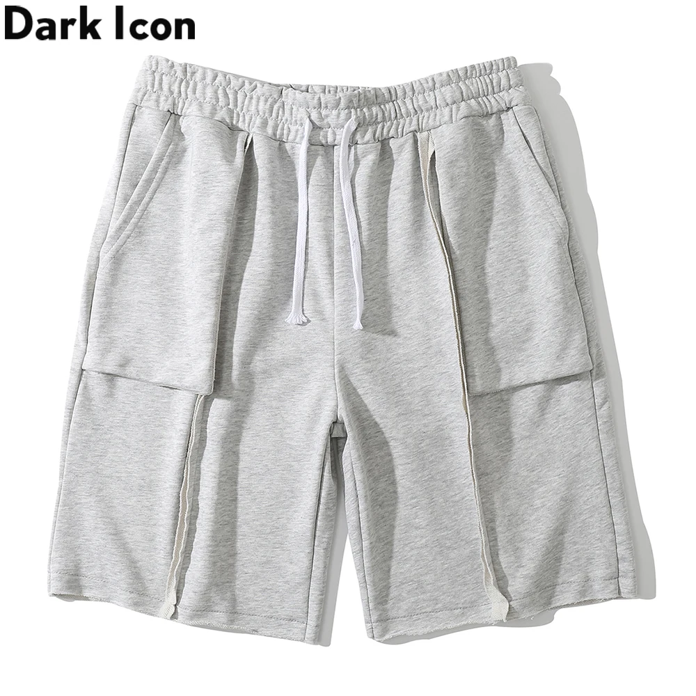 

Темно-икона Терри материал разблокировать подол мужские шорты эластичный пояс карманы шорты для мужчин