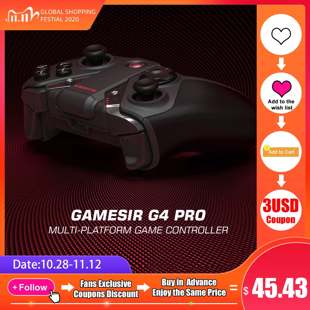 Игровой контроллер GameSir G4 Pro Pubg игровой геймпад 2 4 ГГц беспроводной джойстик для