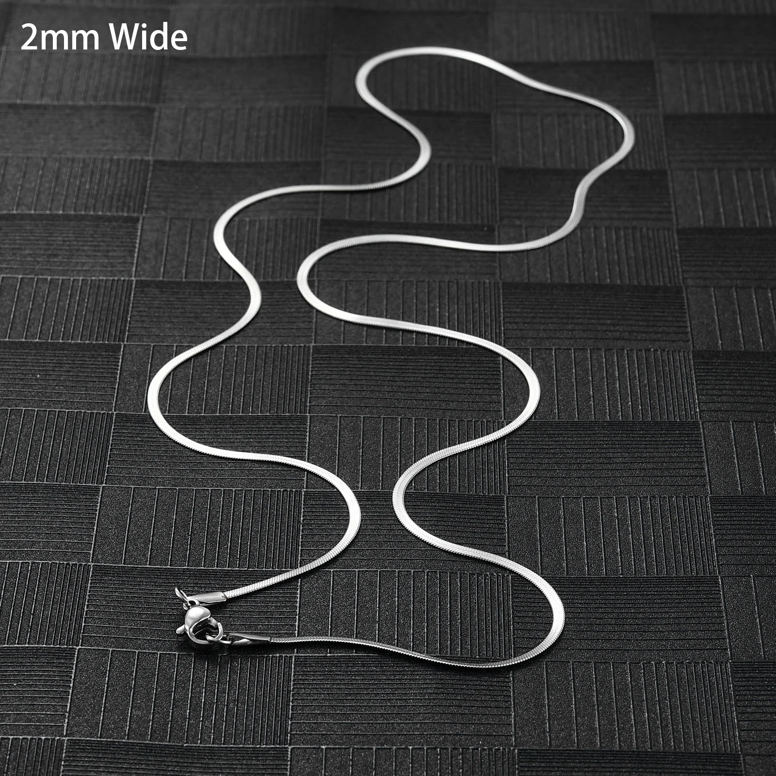 Цепочка с плоским лезвием из нержавеющей стали ожерелье для женщин мужчин