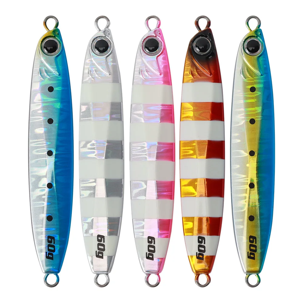 

Jiggingpro 60g 80g 5pcs Fishing Lure Jig Lure Jigging Lure Sea fishing Cast jigSlow Jig Artificial Bait Metal Jig Casting Jigs
