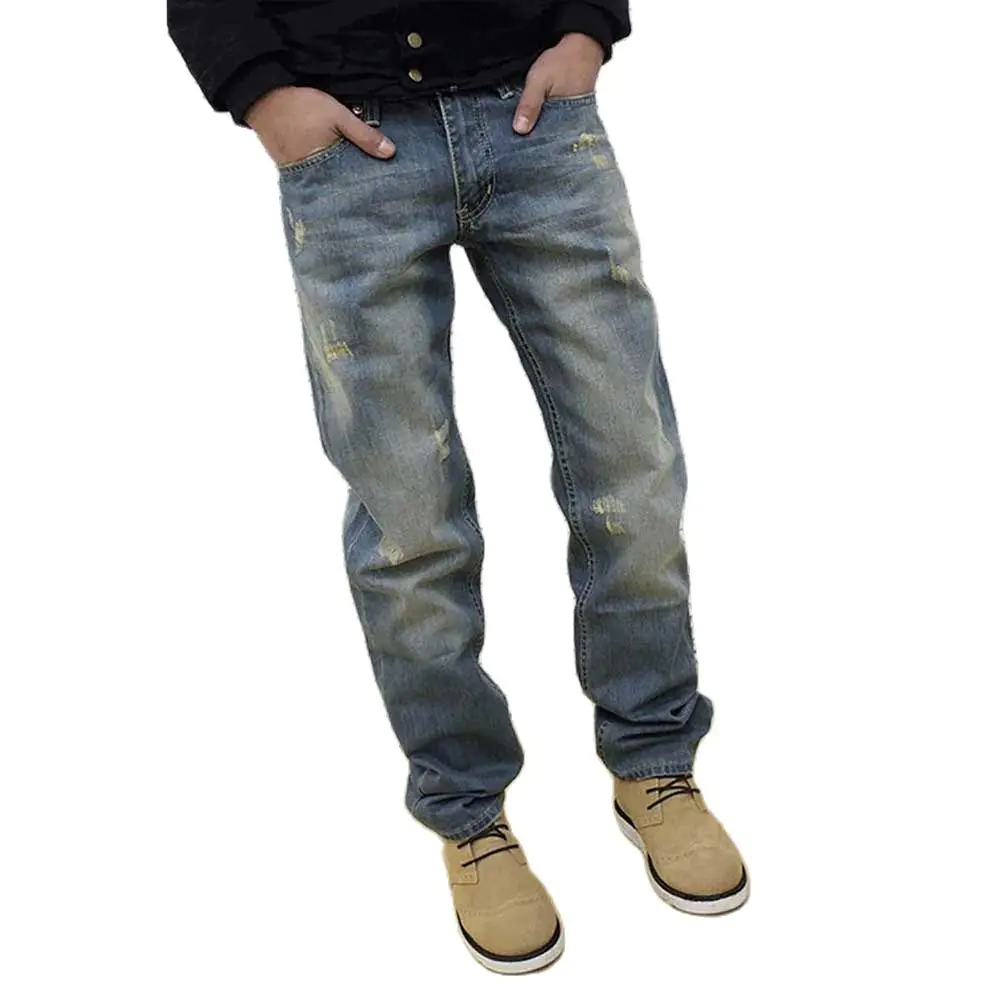 Fashion Straight Jeans Men Casual Denim Pants Hiphop Harem Trousers Streetwear Distressed Retro Loose Baggy Jeans Male Clothing