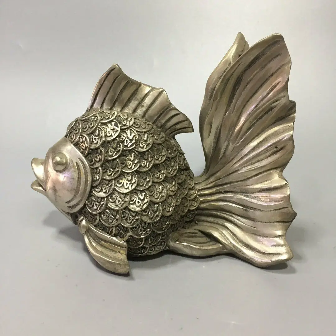 

Chinese Antique Collection Cupronickel Goldfish Ornaments Sculpture Statue