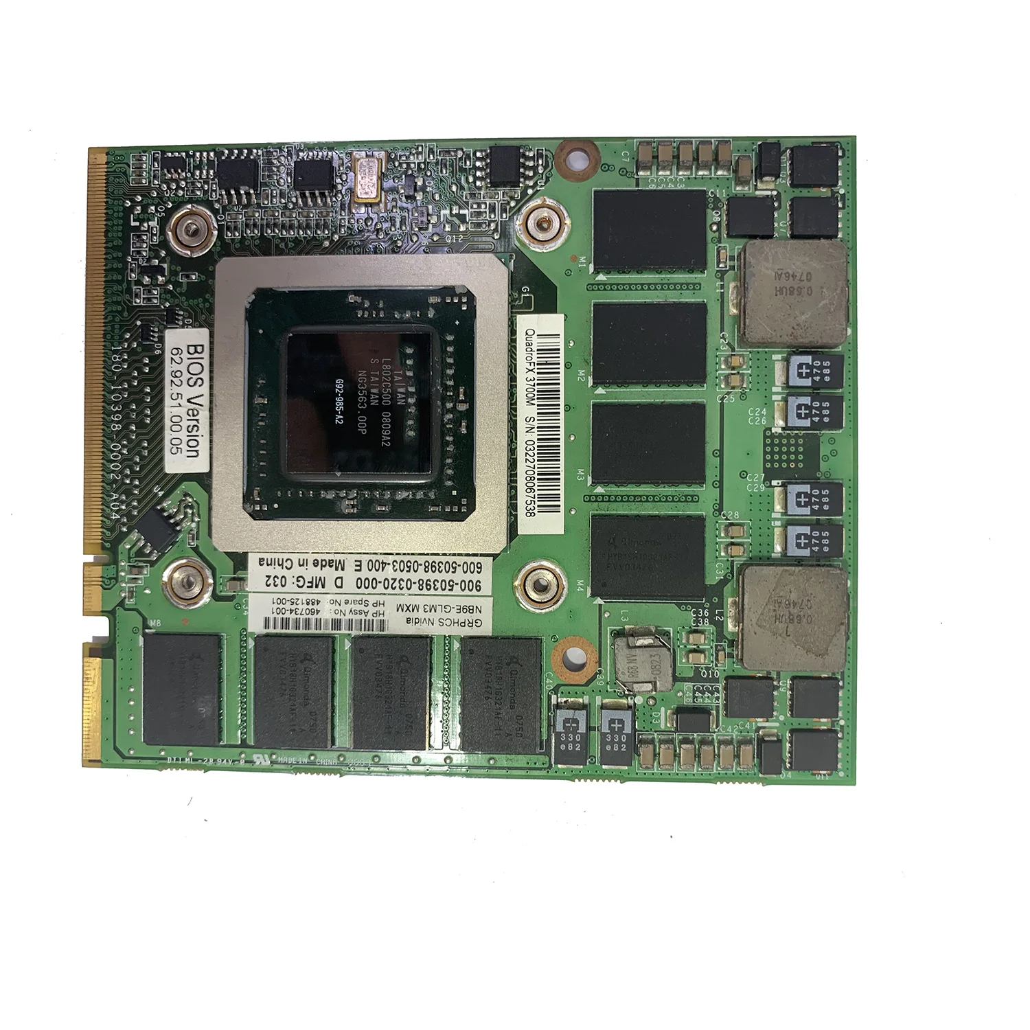 

Для видеокарты HP 8730w FX3700M 1GB G92-985-A2 MXM 488125-001 460734-001