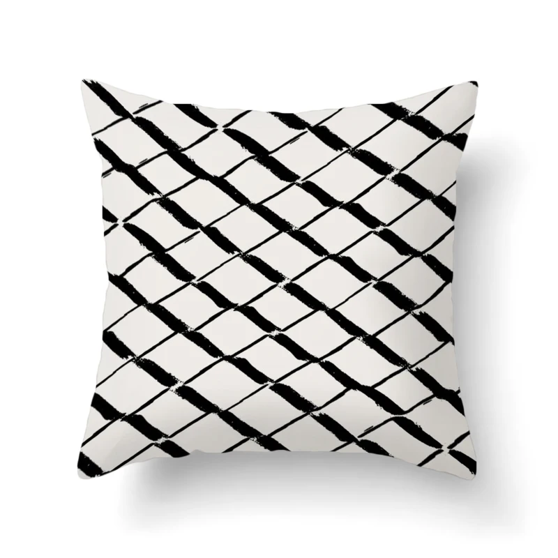 Декоративная наволочка с рисунком геометрический горошек в полоску клетку для