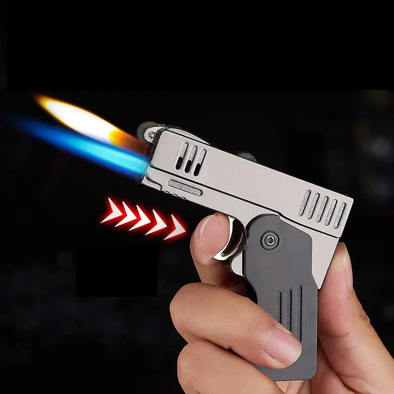 Pistol Model Torch Turbo Lighter Spray Gun Two Flame Smoking Cigar Lighters | Дом и сад