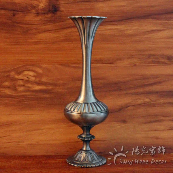 

European Ancient tin color metal Vintage vase zinc metal flowers vase table vase for home decoration vases HP018