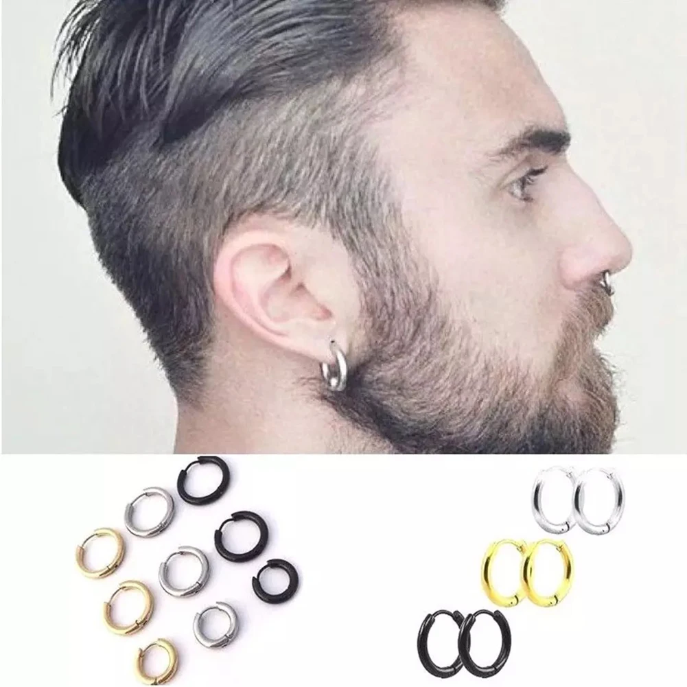 

Women Men Punk Nose Ring Ear Studs Fashion Stainless Steel Simple Round Stud Earrings Lip Piercing Body Jewelry Hip Hop 2021 New