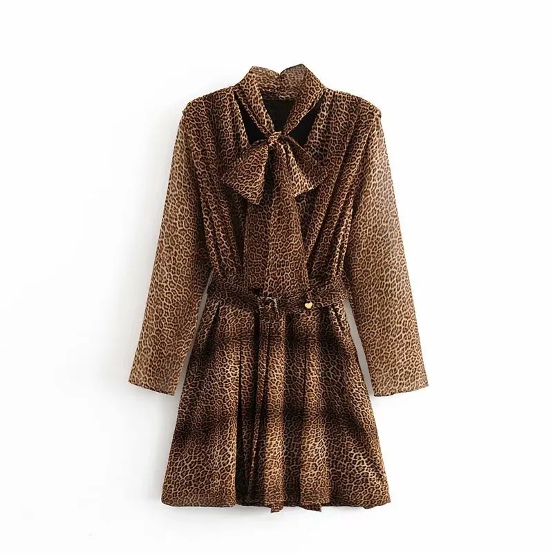 Новинка женское сексуальное мини платье с v образным вырезом и леопардовым
