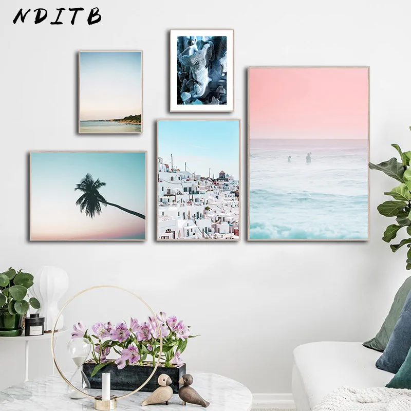 Океан закат настенный плакат морской пейзаж холст печать скандинавские пейзажи