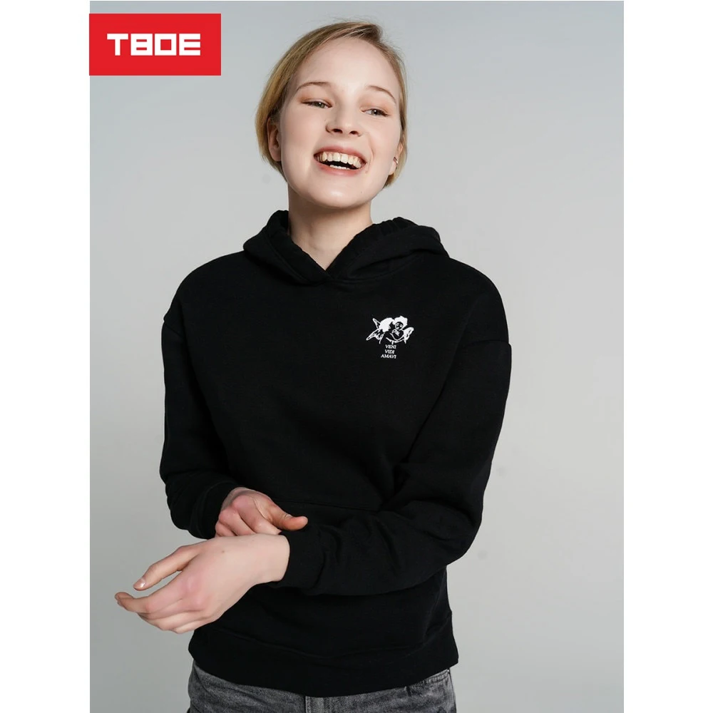  Толстовка женская TBOE с капюшона 86% Хлопок 14% Полиэстер темно-розовый 76682 