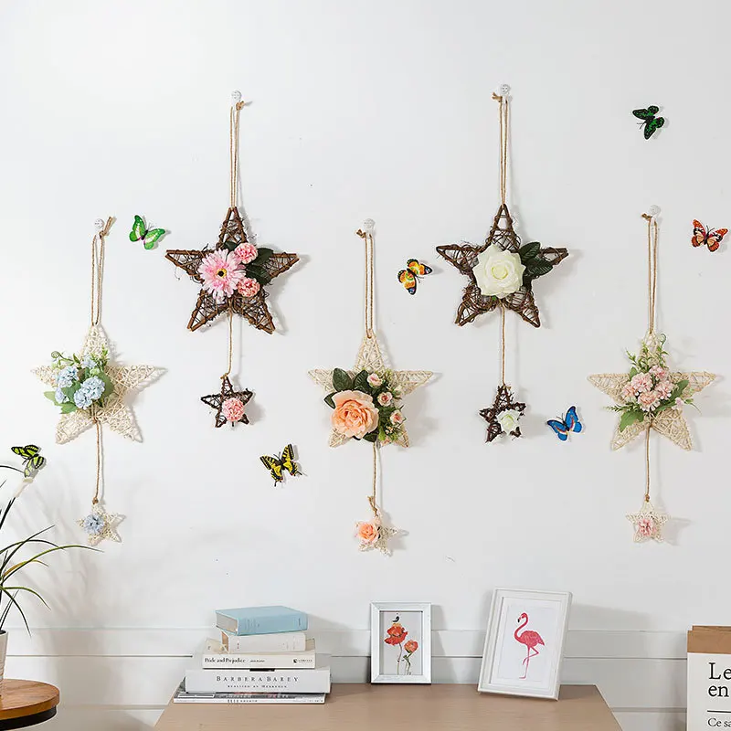 

Rattan Wreath Artificial Flowers Wall Hanging Child Home Decoration Flower Crafts Home Garden Party Decoration Accessories