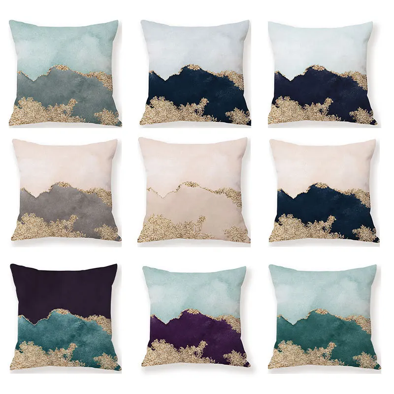 

Pillowcases 45x45 Watercolor Wind Piece Plush Case Contrast Color Creative Model Room Decorative Pillow Car Sofa Pillow Set