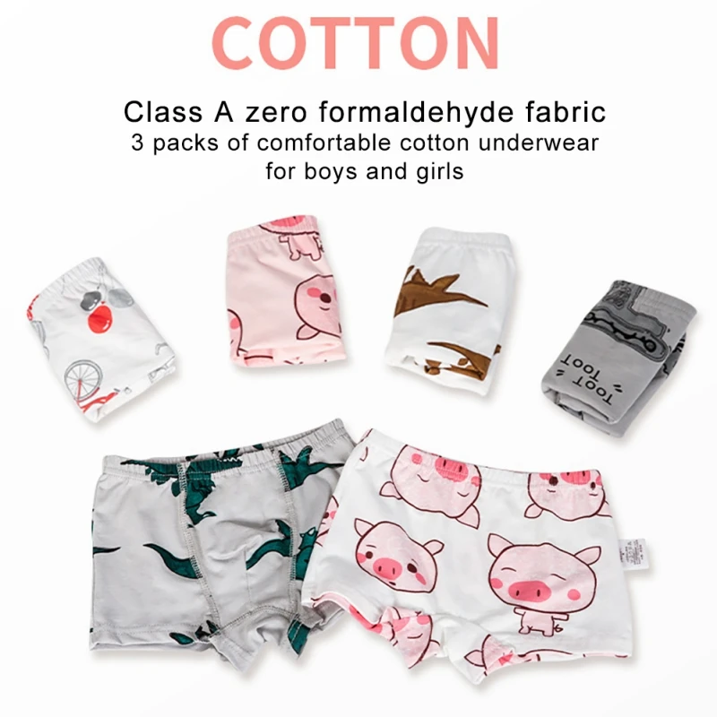 

4-6Y Children Cotton Light Breathable Comfortable Soft Print Underwear 3 Pack