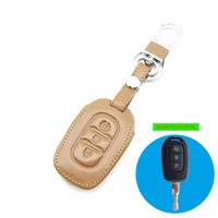 leather car key case cover for renault duster logan sandero captur clio laguna scen 2015 2016 2017 3 buttons remote accessories