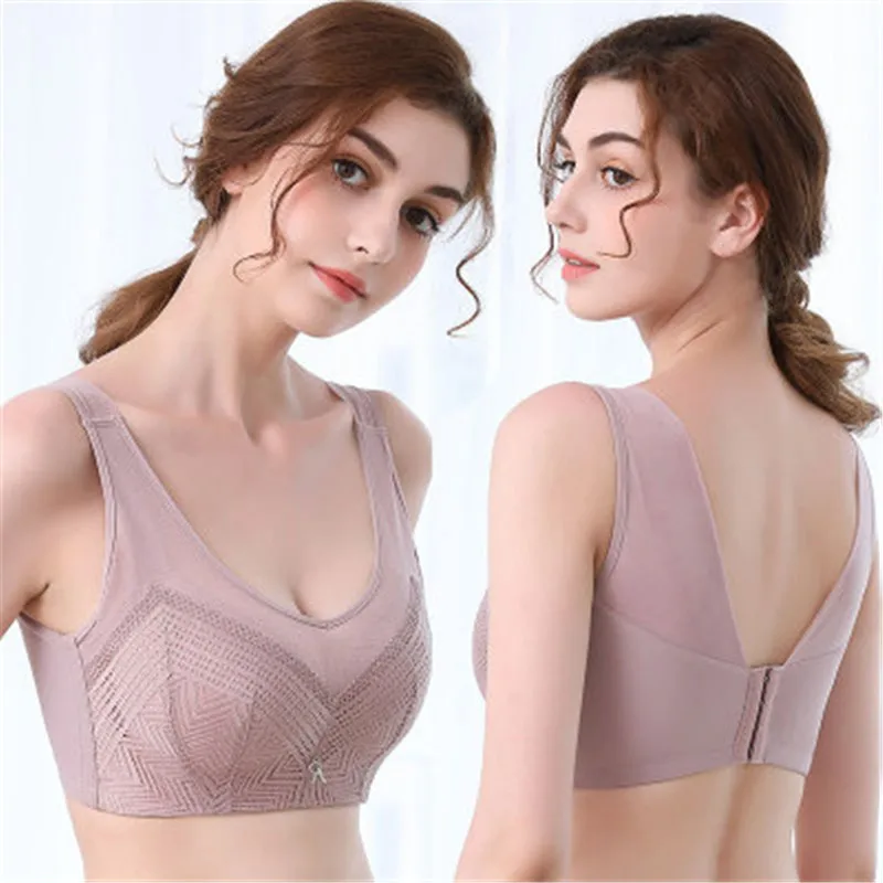 

plus size women bra full cup free wire lace beauty back underwear gather together to prevent sagging
