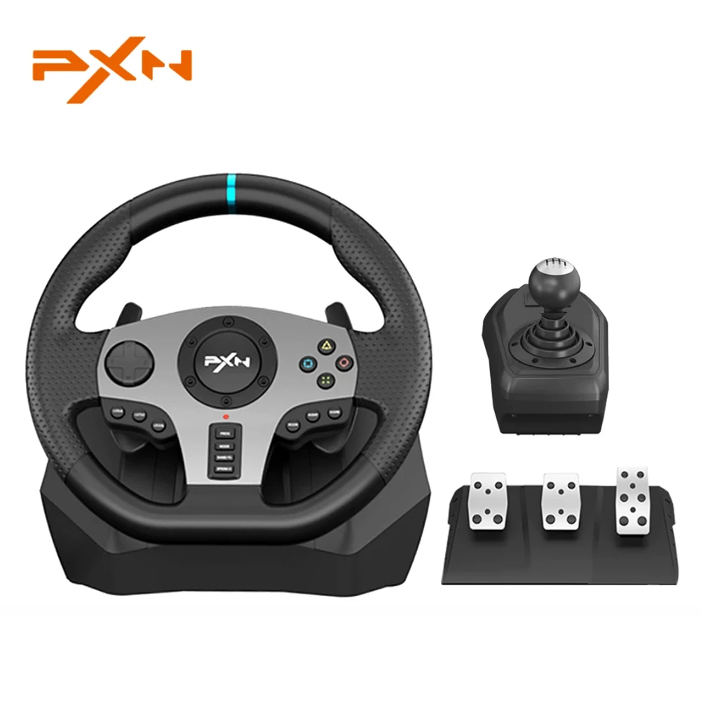 Gaming Steering Wheel Pedal PXN-V9 Gamepad Racing Manual Transmission Vibration For PC/PS/Xbox-One/Switch 900°