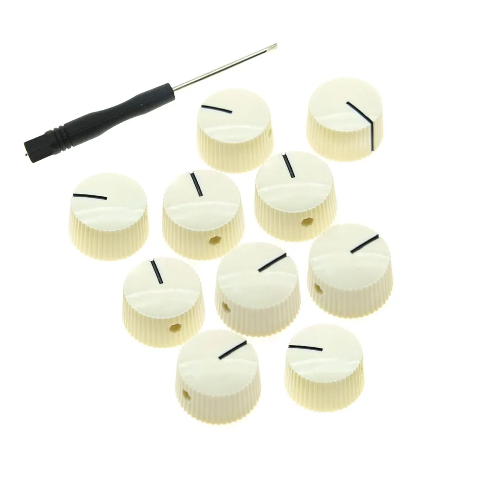 10x Ivory Vintage Style Barrel Guitar AMP Knob Amplifier Kno